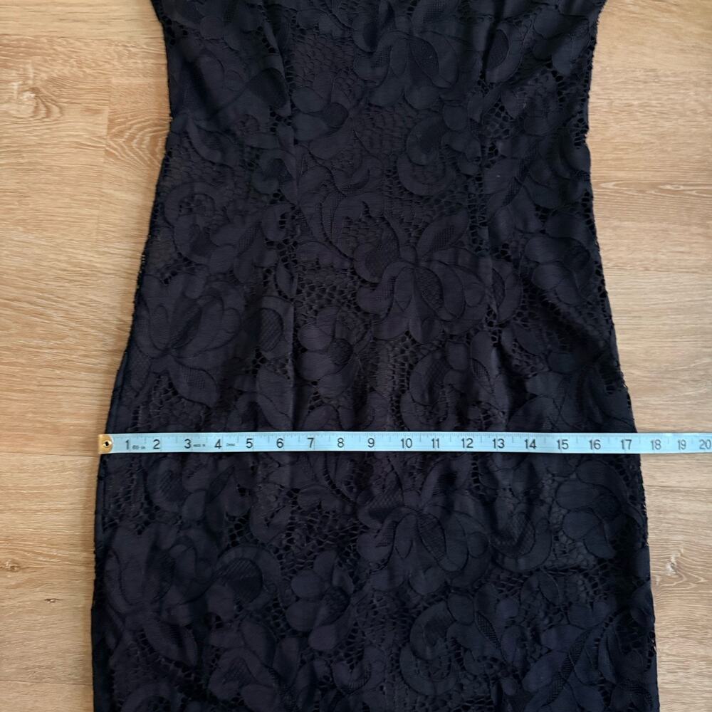 Josie Natori Black Lace Sheath Dress Womens 10 Sleeveless Stretch Bodycon LBD - Picture 13 of 14
